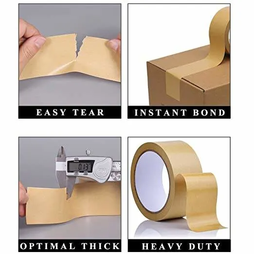 Solvent Glue Packing Craft Banding Custom Logo 130u Self Adhesive Kraft Paper Tape