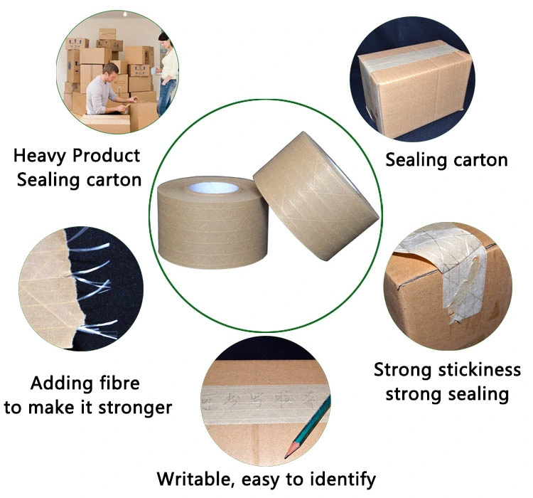 OEM Wholesale Free Sample Recycled Adhesive Sealing Self Adhesive Kraft Paper Water Activated Packing Tape